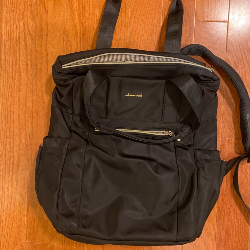 Black Backpack with Gold Accents
